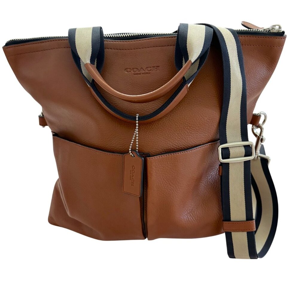 Coach Brown Satchel with Black and Cream Strap